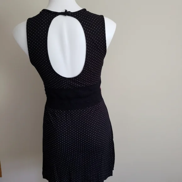 Free People Black Dot Sleeveless Dress Knit Waist - Picture 2 of 10